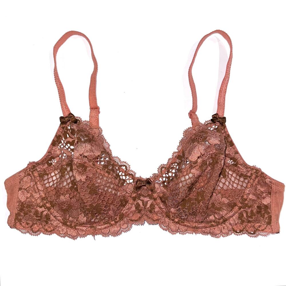 Adore Me Cinthia Unlined Lace Brown Full Coverage Underwire Bra Size 34B